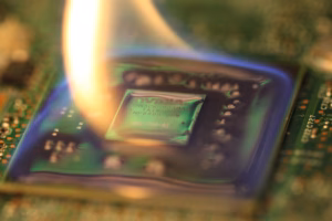 An NVIDIA GPU on fire