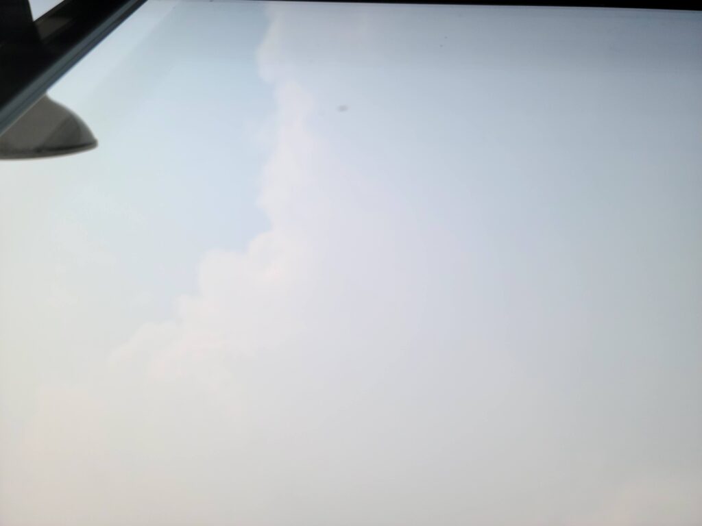 Storm clouds in a smoke--filled sky